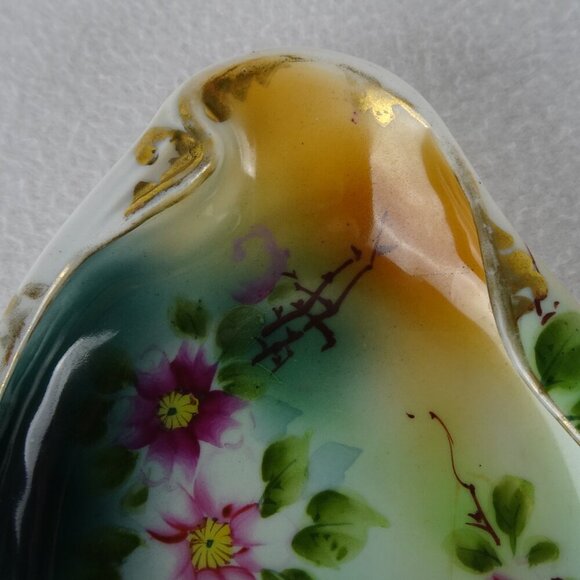 Floral Trinket Dish Oval Porcelain Ceramic Key Jewelry Vintage Old Money Signed - Picture 8 of 8